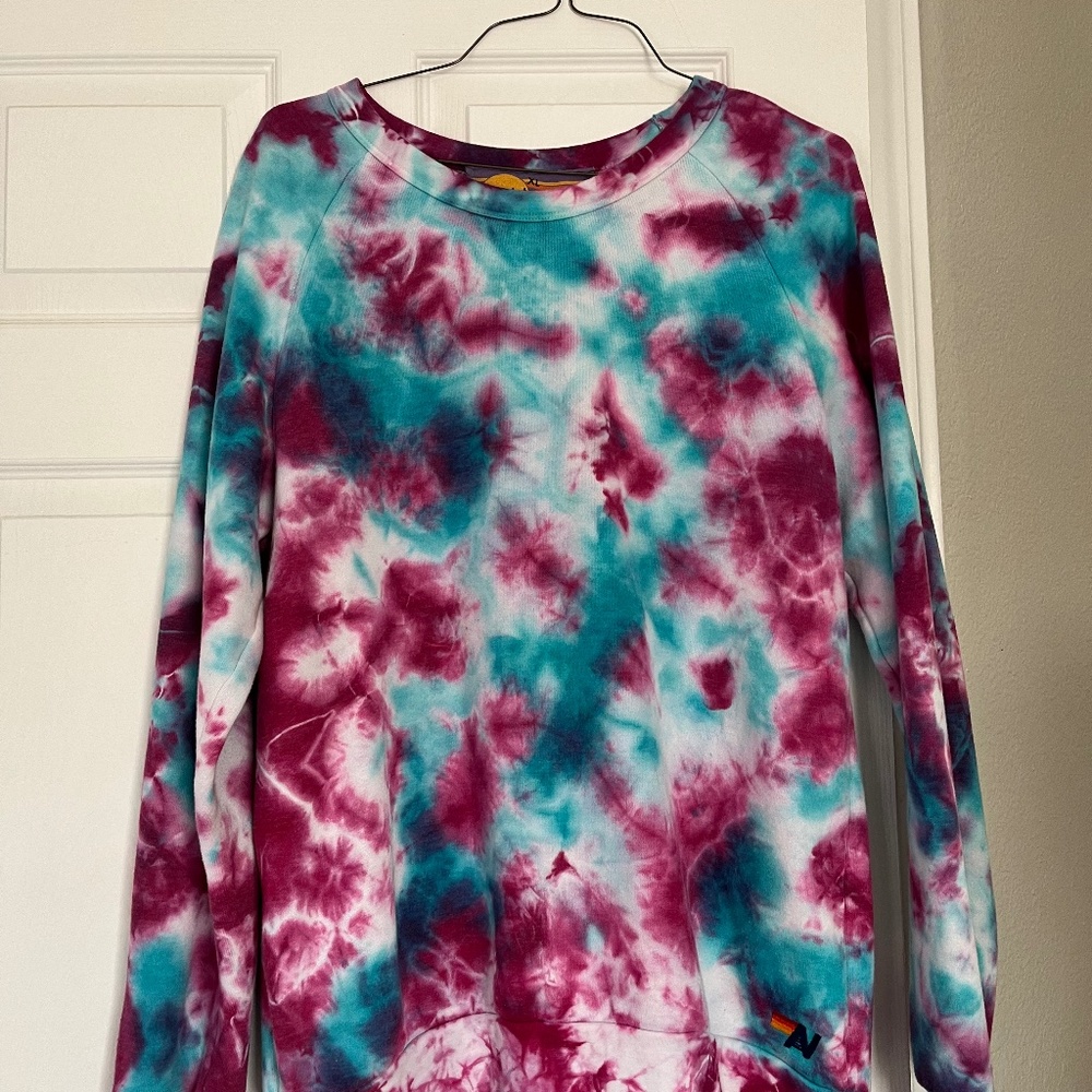 Aviator Nation tie-dye purple/ pink pullover sweater Men’s size XL